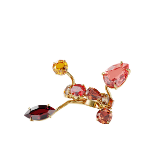 swarovski gema ring  multicolored  gold tone plated